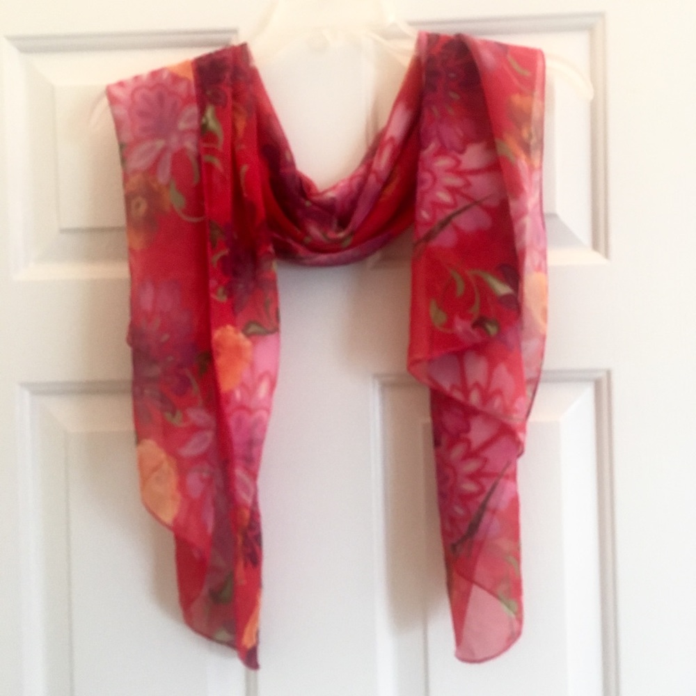 Red floral scarf